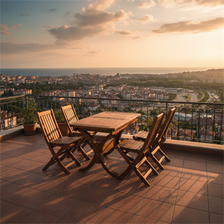 Avşa Side Ahşap Masa Sandalye Takımları - 4 Kişilik Bahçe Balkon Set