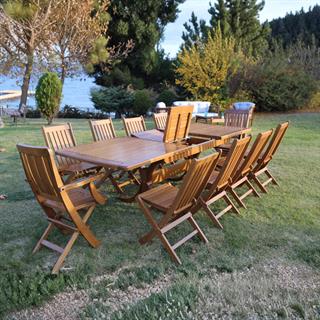 Avşa Side Ahşap Masa Sandalye Takımları -10 Kişilik Bahçe Balkon Set