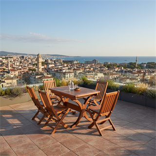 Avşa Side Ahşap Masa Sandalye Takımları - 4 Kişilik Bahçe Balkon Set