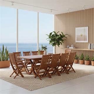 Avşa Side Ahşap Masa Sandalye Takımları -10 Kişilik Bahçe Balkon Set