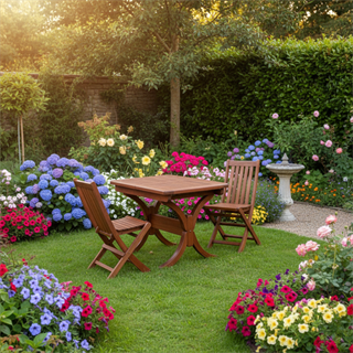 Avşa Side Ahşap Masa Sandalye Takımları - 4 Kişilik Bahçe Balkon Set