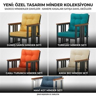 Bahçeme Kanepe Koltuk Oturum ve Sırt Minderi Fermuarlı - Ölçü ve Renk Seçimli