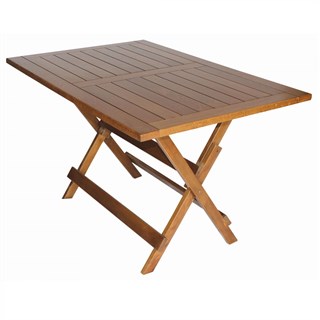 Bodrum Ahşap Masa - Dikdörtgen Ebatlar, Açık Ceviz Renk, Katlanır Model Bahçe Balkon Masası