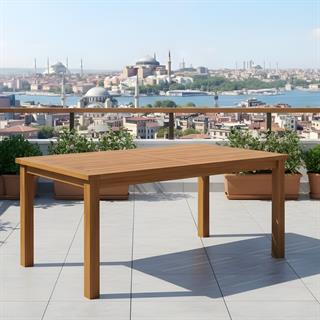Bodrum Ahşap Masa - Dikdörtgen Ebatlar, Açık Ceviz Renk, Sabit Ayaklı Model Bahçe Balkon Masası