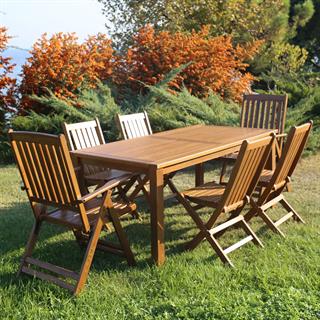 Bodrum Ahşap Masa - Dikdörtgen Ebatlar, Açık Ceviz Renk, Sabit Ayaklı Model Bahçe Balkon Masası