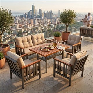 Çamlıca Alüminyum Bahçe Oturma Grubu | 4 Kişilik Bahçe, Balkon Koltuk Takımı