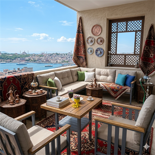 Çamlıca Alüminyum Köşe Kanepe Takımı : 200 +200 cm L Koltuk + 65 x107 cm Masa + 2 Puf