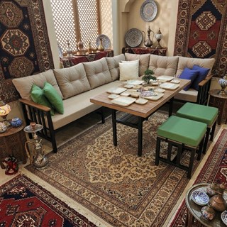 Çamlıca Alüminyum Köşe Koltuk Takımı : 205 +260 cm Koltuk + 75x130 cm Masa + 2 Puf