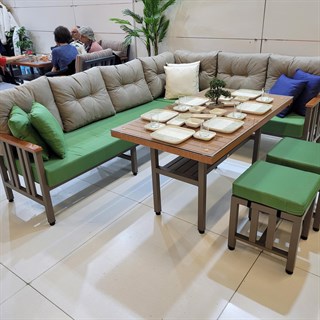 Çamlıca Alüminyum Köşe Kanepe | Bahçe Balkon Teras Köşe L Koltuk