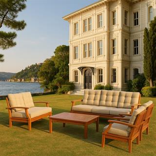 Çengelköy Ahşap Bahçe Oturma Grubu - 7 Kişilik Koltuk Takımı