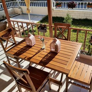 Çeşme Ahşap Masa Sandalye Takımları -4 Kişilik Bahçe Balkon Set