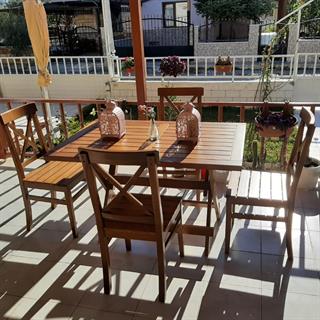 Çeşme Ahşap Masa Sandalye Takımları -4 Kişilik Bahçe Balkon Set