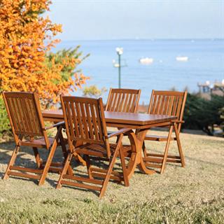 Didim Side Ahşap Masa Sandalye Takımları - 4 Kişilik Bahçe Balkon Seti