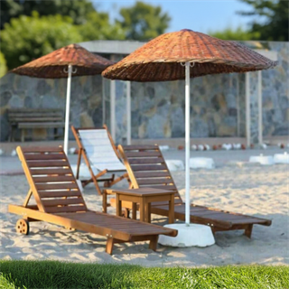 Efes Ahşap Sehpa, Şezlong Tipi 45 cm Yükseklik, Masif Gürgen