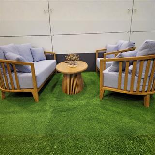 Emirgan Ahşap Oturma Grubu Minderli - 4 Kişilik Koltuk Takımı, Masif Kestane