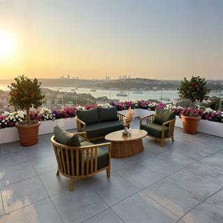 Emirgan Minderli Tekli Ahşap Bahçe Balkon Koltuk -Masif Kestane