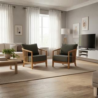 Emirgan Minderli Tekli Ahşap Bahçe Balkon Koltuk -Masif Kestane