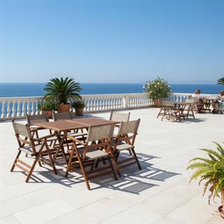 Fethiye Ahşap Masa Sandalye Takımları -4 Kişilik Katlanır Bahçe Balkon Set, PVCli