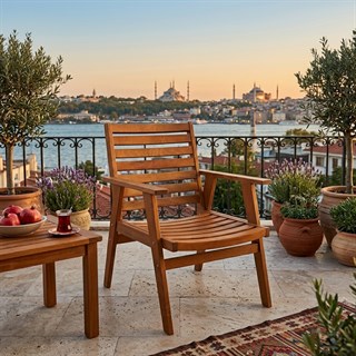 Heybeli Ahşap Bahçe Balkon Sandalyesi -Kolçaklı Sandalye -Boss Chair