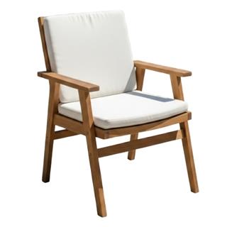 Heybeli Ahşap Bahçe Balkon Sandalyesi - Düz Minderli, Kolçaklı Sandalye -Boss Chair