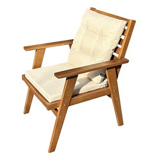 Heybeli Ahşap Bahçe Balkon Sandalyesi -Minderli Kolçaklı Sandalye -Boss Chair