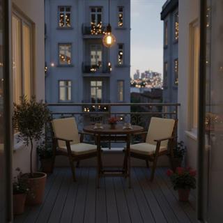 Heybeli Ahşap Masa Sandalye Takımları -2 Kişilik Bahçe Balkon Yuvarlak Set, Düz Minderli