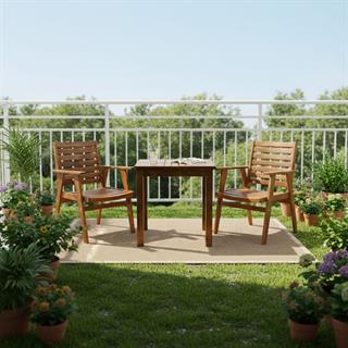 Heybeli Ahşap Masa Sandalye Takımları -2 Kişilik Bahçe Balkon Set
