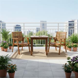 Heybeli Ahşap Masa Sandalye Takımları -2 Kişilik Bahçe Balkon Set