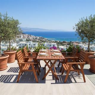 Heybeli Lüks Ahşap Masa Sandalye Takımları -4 Kişilik Bahçe Balkon Set