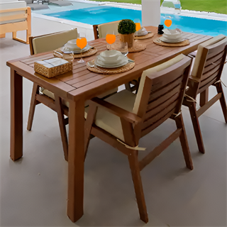 Heybeli S Lüks Ahşap Masa Sandalye Takımları -4 Kişilik Bahçe Balkon Set