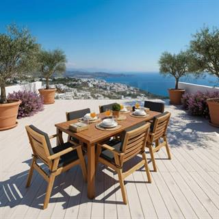 Heybeli S Lüks Ahşap Masa Sandalye Takımları -4 Kişilik Bahçe Balkon Set