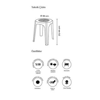 Papatya İnci Plastik Tabure - Bahçe Balkon Taburesi