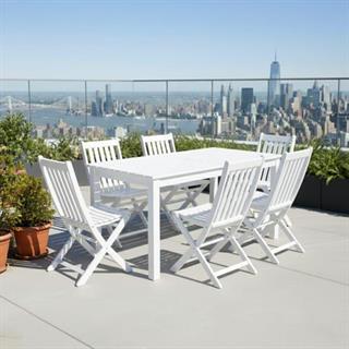 Kaş Ahşap Masa - Dikdörtgen Ebatlar, Beyaz, Sabit Ayaklı Bahçe Balkon Masası