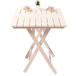 Kaş Katlanır Ahşap Bahçe Balkon Masaları - Beyaz Renk, Kare Ebatlar