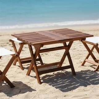 Kaş Katlanır Ahşap Bahçe Balkon Sehpaları -Ebat Seçimli