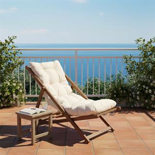 Köyceğiz Ahşap Şezlong -Minderli, 3 Kademeli Sırt Dayama, Kolçaksız