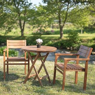 Manavgat Ahşap Masa Sandalye Takımları -2 Kişilik Bahçe Balkon Yuvarlak Set, Minderli