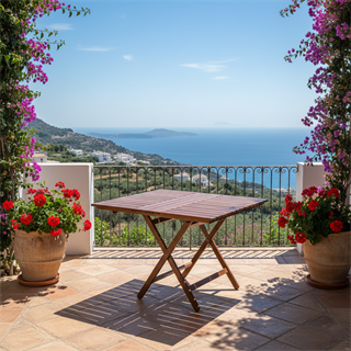 Marmaris Ahşap Masa Sandalye Takımları -4 Kişilik Katlanır Bahçe Balkon Set, PVCli