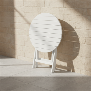 Marmaris Ahşap Masa Sandalye Takımları -3 Kişilik Katlanır Bahçe Balkon Yuvarlak Set, Minderli, Beyaz