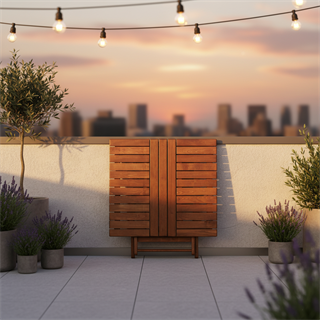 Marmaris Ahşap Masa Sandalye Takımları -2 Kişilik Katlanır Bahçe Balkon Set, Minderli