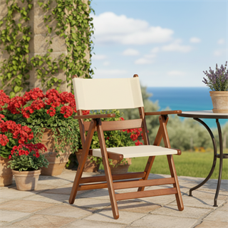 Marmaris Ahşap Masa Sandalye Takımları -4 Kişilik Katlanır Bahçe Balkon Set, PVCli