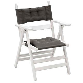 Marmaris Ahşap Masa Sandalye Takımları -3 Kişilik Katlanır Bahçe Balkon Yuvarlak Set, Minderli, Beyaz
