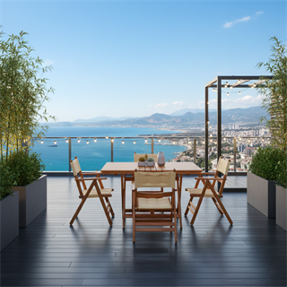 Marmaris Ahşap Masa Sandalye Takımları -4 Kişilik Katlanır Bahçe Balkon Set, Minderli