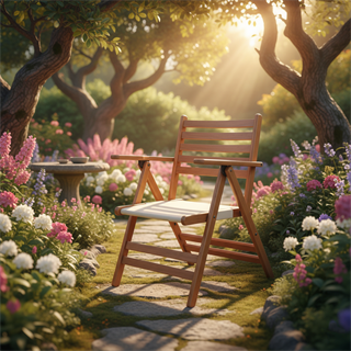 Marmaris Katlanır Ahşap Bahçe Balkon Sandalyesi -Kolçaklı -PVC Oturumlu -Atina Chair