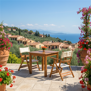 Marmaris MS Ahşap Masa Sandalye Takımları - 2 Kişilik Bahçe Balkon Set, Minderli