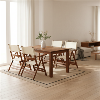 Marmaris PS Ahşap Masa Sandalye Takımları - 4 Kişilik  Bahçe Balkon Set, PVCli