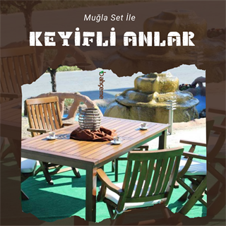 Muğla Lüks Ahşap Masa Sandalye Takımları -4 Kişilik Bahçe Balkon Set