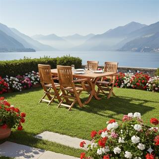 Muğla Side Açılır Masa Sandalye Takımları -4 Kişilik Ahşap Bahçe Balkon Set