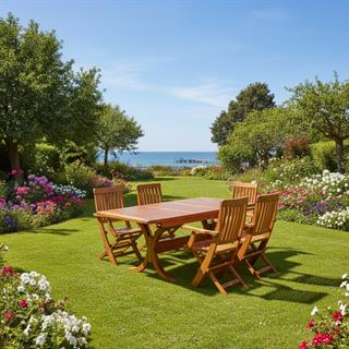 Muğla Side Açılır Masa Sandalye Takımları -4 Kişilik Ahşap Bahçe Balkon Set