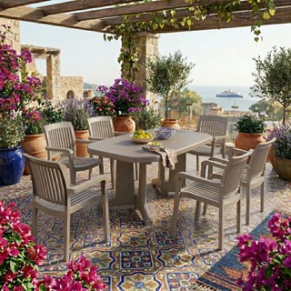 Laguna X Masa Sandalye Takımı - 6 Kişilik Bahçe Balkon Set